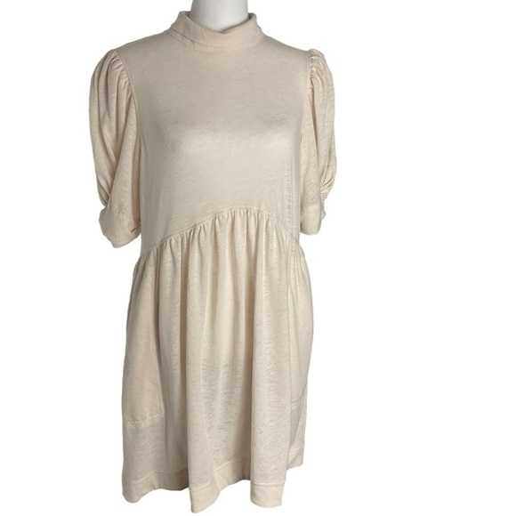 FREE People Beach Linen Puff Sleeve Mini Dress XS - Picture 1 of 11